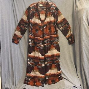 Lucky Brand western Aztec duster length sweater size xl